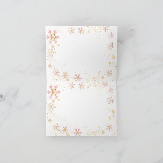 Roze winterherten zijn een meisje Baby shower Bedankkaart (Binnen)