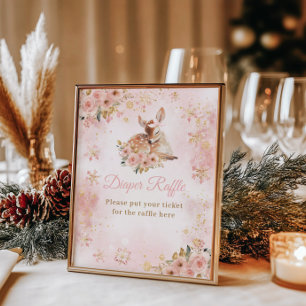 Roze winterherten zijn een meisje Baby shower luie Poster