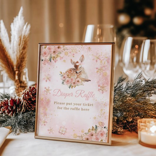 Roze winterherten zijn een meisje Baby shower luie Poster