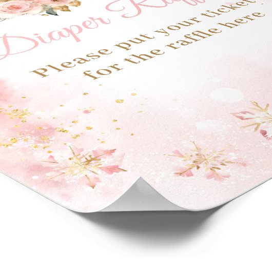 Roze winterherten zijn een meisje Baby shower luie Poster (Hoek)