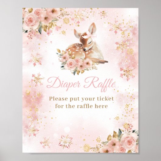 Roze winterherten zijn een meisje Baby shower luie Poster (Voorkant)