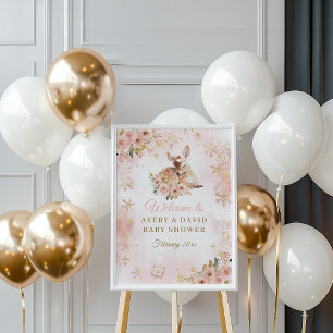 Roze winterherten zijn een meisje Baby shower Poster