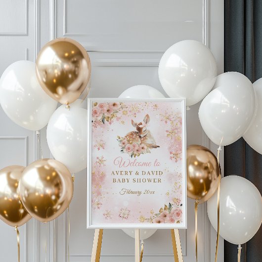 Roze winterherten zijn een meisje Baby shower Poster