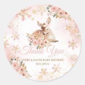 Roze winterherten zijn een meisje Baby shower Ronde Sticker (Voorkant)