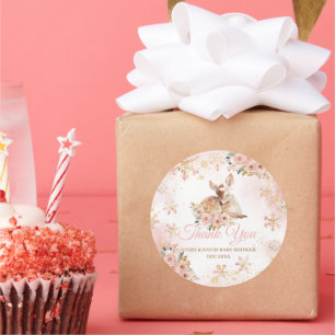 Roze winterherten zijn een meisje Baby shower Ronde Sticker
