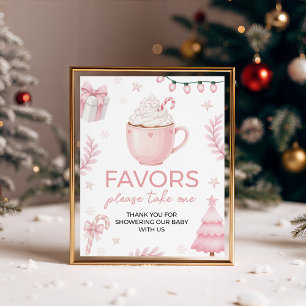 Roze winterkaarten en cadeaus Baby Shower bord Reclamebord Met Voetstuk