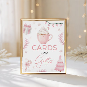 Roze winterkaarten en geschenken Baby Shower bord Reclamebord Met Voetstuk