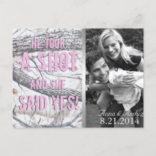 Roze winterkamo redt de datum van het huwelijk Bri Briefkaart