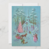 Roze  Winterkerst Feestdagenkaart (Voorkant)