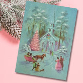 Roze  Winterkerst Feestdagenkaart