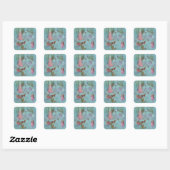 Roze Winterkerst Vierkante Sticker (Vel)