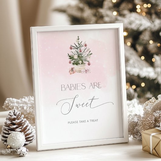 Roze winterkerstbaby's zijn lief poster