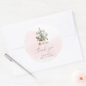 Roze winterkerstboom baby shower dank u ronde sticker (Envelop)
