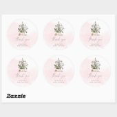 Roze winterkerstboom baby shower dank u ronde sticker (Vel)