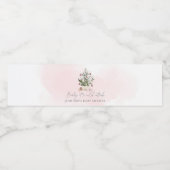 Roze winterkerstboom Water Bottle Label Waterfles Etiket (Enkel label)