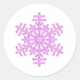  roze winterkerstsnowflake ronde sticker
