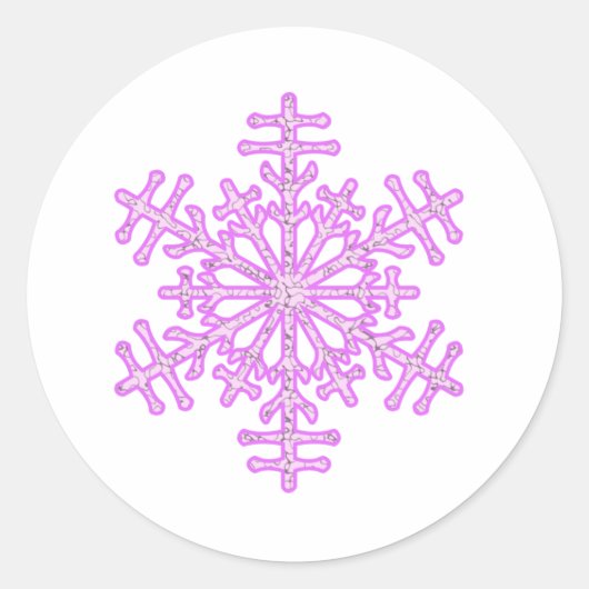  roze winterkerstsnowflake ronde sticker (Voorkant)