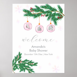 Roze Winterkleding Versiering Baby Shower Welkom  Poster