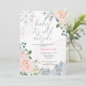 Roze wintermeisje het is koud buiten Baby shower Kaart (Staand voorkant)