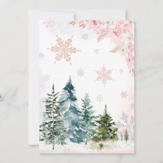 Roze Winterpinguïn Baby shower Kaart (Achterkant)