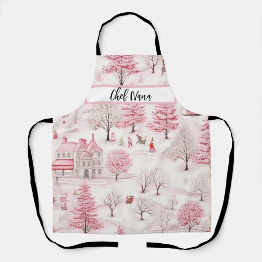 Roze Winterscape Snowy Wonderland Kerstmis Nana Schort (Voorkant)