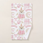 Roze winterse feestdagen kinder teddybeer bad handdoek (Handdoek)