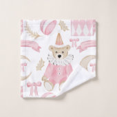 Roze winterse feestdagen kinder teddybeer bad handdoek (Wasdoekje)