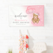 Roze winterslaap Beer Baby shower Welkomstteken Spandoek (Insitu)