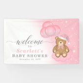 Roze winterslaap Beer Baby shower Welkomstteken Spandoek (Horizontaal)