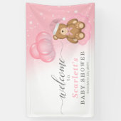 Roze winterslaap Beer Baby shower Welkomstteken Spandoek (Verticaal)