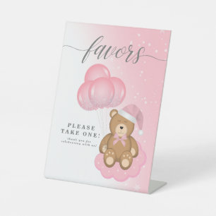 Roze winterslaap Beer Ballon Baby shower Favors Reclamebord Met Voetstuk