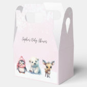 Roze Wintersneeuw Koud Buiten Baby shower Bedankdoosjes (Geopend)
