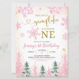 Roze wintersneeuwvlok eerste uitnodiging op zaterd