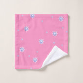 Roze wintersneeuwvlokken bad handdoek (Wasdoekje)