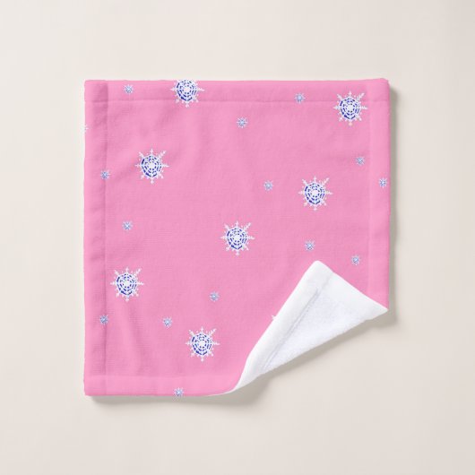 Roze wintersneeuwvlokken bad handdoek (Wasdoekje)