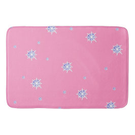 Roze wintersneeuwvlokken badmat