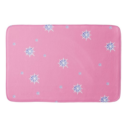 Roze wintersneeuwvlokken badmat (Voorkant)
