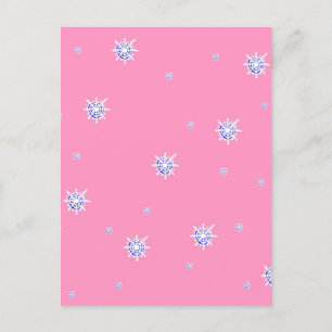 Roze wintersneeuwvlokken briefkaart