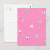 Roze wintersneeuwvlokken briefkaart (Voorkant / Achterkant)