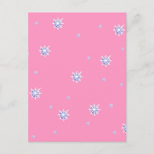 Roze wintersneeuwvlokken briefkaart (Voorkant)