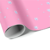 Roze wintersneeuwvlokken cadeaupapier (Rol Hoek)