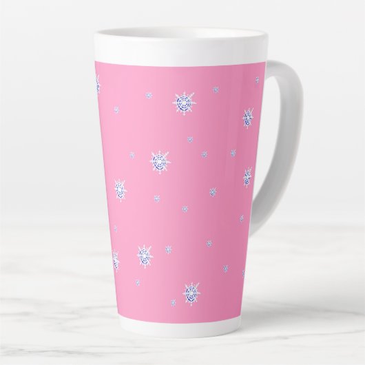 Roze wintersneeuwvlokken latte mok (Rechterhoek)
