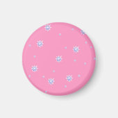Roze wintersneeuwvlokken magneet (Voorkant)
