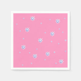 Roze wintersneeuwvlokken servet