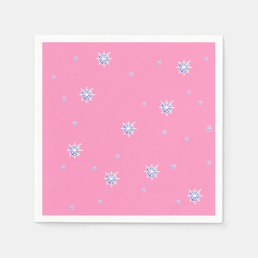 Roze wintersneeuwvlokken servet (Voorkant)