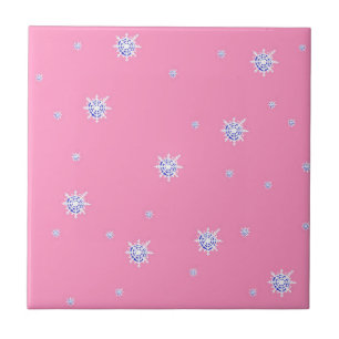 Roze wintersneeuwvlokken tegeltje