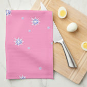 Roze wintersneeuwvlokken theedoek (Quarter Fold)