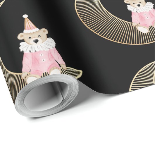 Roze wintervakantie snoep katoen beer cadeaupapier (Rol Hoek)