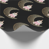 Roze wintervakantie snoep katoen beer cadeaupapier (Hoek)