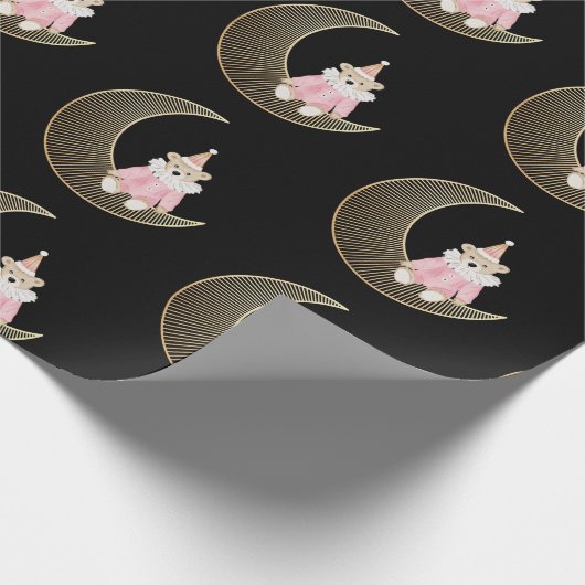 Roze wintervakantie snoep katoen beer cadeaupapier (Hoek)